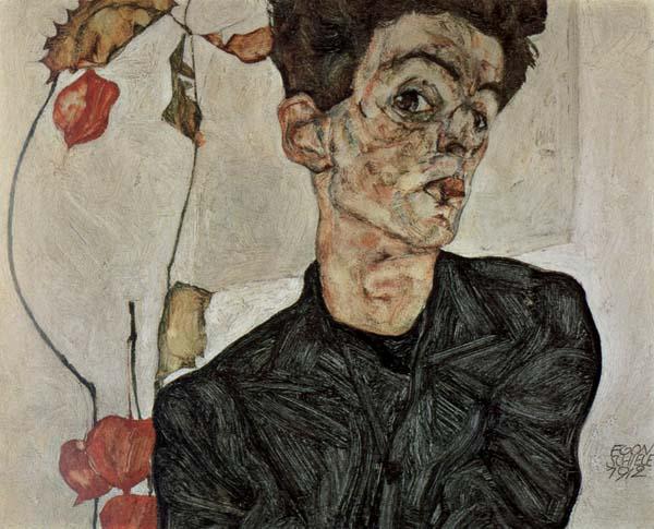 Egon Schiele Self-Portrait with Chinese Lantern Fruit oil painting picture